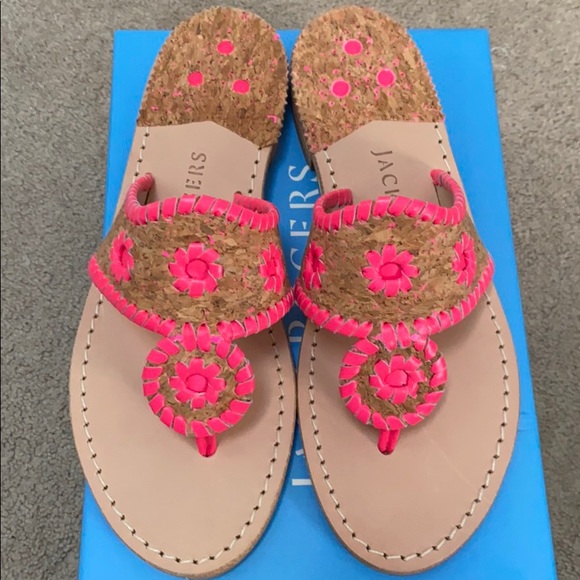 Jack Rogers Shoes - Jack Rogers Jacks Flat Sandal Cork Neon Pink NIB 7